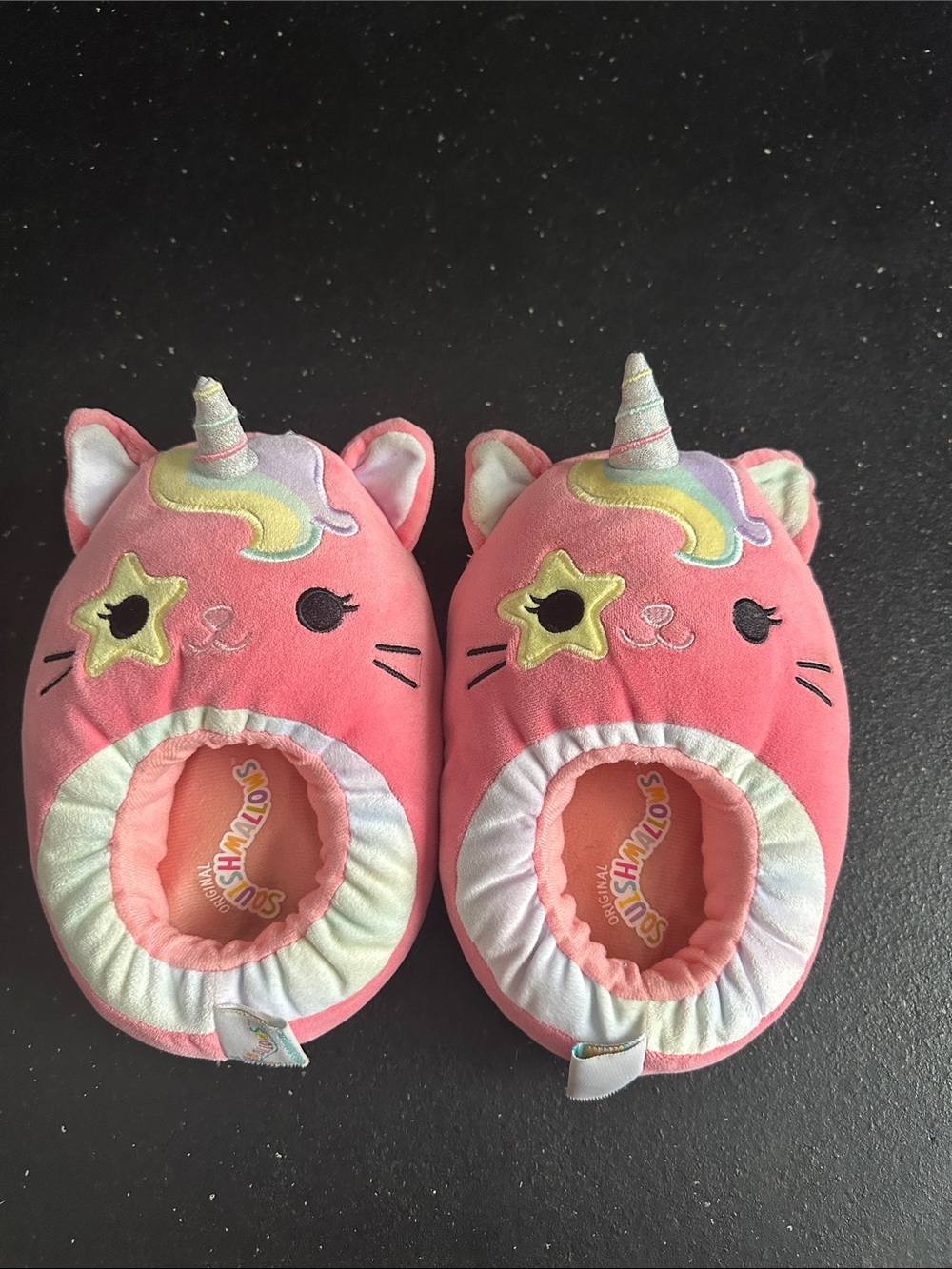 Squishmallows Girls Pink Unicorn Cat slipper 2-3